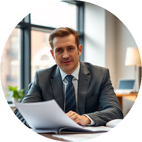 Solicitor at Newgate Solicitors in Barnet reviewing legal documents during a client consultation
